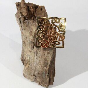 Vintage Signed Gold Tone Celtic knot brooch